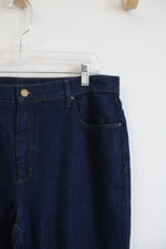 Ann Taylor The Straight High Rise Dark Wash Cuffed Jeans | 14