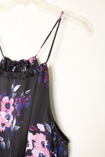 Lulus Black Silky Floral Dress | M