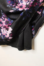 Lulus Black Silky Floral Dress | M