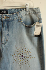 NEW Cacey Light Wash Flare Jeans with Rhinestone Details | 16