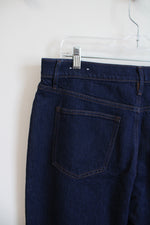 Ann Taylor The Straight High Rise Dark Wash Cuffed Jeans | 14