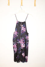 Lulus Black Silky Floral Dress | M