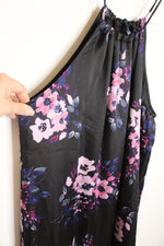 Lulus Black Silky Floral Dress | M