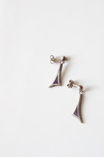 Sterling Silver Purple Stone Stud Dangle Earrings