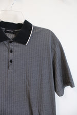 Claiborne Black & White Striped Polo Shirt | M