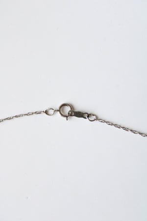 Black & Clear Stone Open Heart Sterling SIlver Necklace
