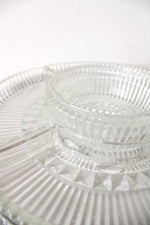 Vintage Kromex Lazy Susan Chrome & Glass Divided Serving Tray