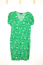 Banana Republic Green Floral Scrunch Sleeve Dress | M
