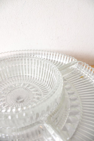 Vintage Kromex Lazy Susan Chrome & Glass Divided Serving Tray