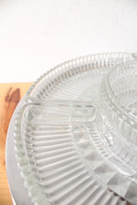 Vintage Kromex Lazy Susan Chrome & Glass Divided Serving Tray