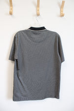 Claiborne Black & White Striped Polo Shirt | M