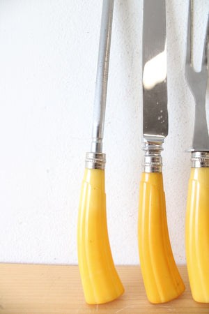 Washington Forge Stainless Steel Yellow Handled Carving Set