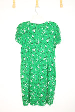 Banana Republic Green Floral Scrunch Sleeve Dress | M