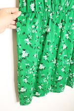Banana Republic Green Floral Scrunch Sleeve Dress | M