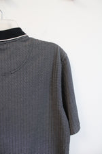 Claiborne Black & White Striped Polo Shirt | M
