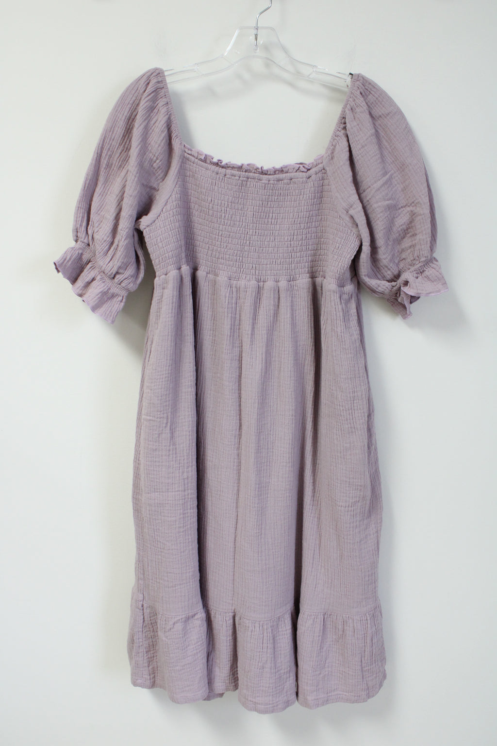 &Merci Lavender Purple Smocked Muslin Dress | XL