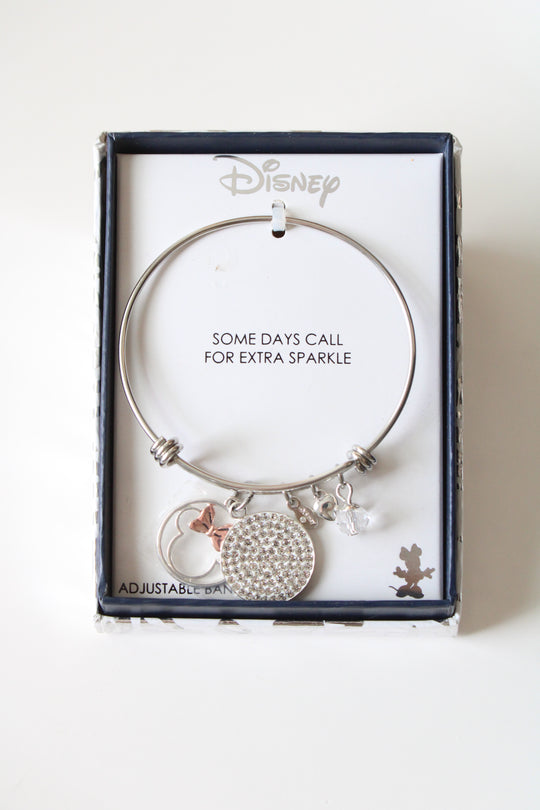 NEW Disney Minnie Mouse Silver Adjustable Bangle Bracelet