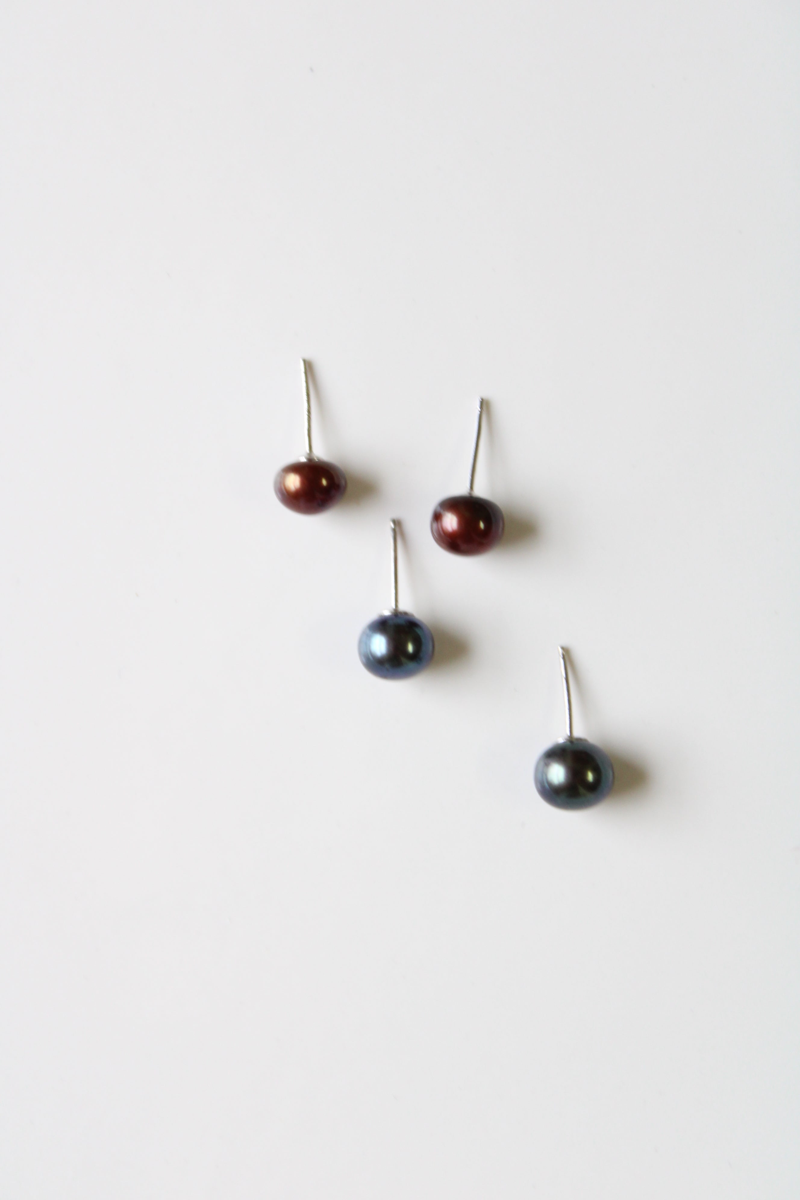 Black & Maroon Genuine Pearl Earrings | Set Of 2