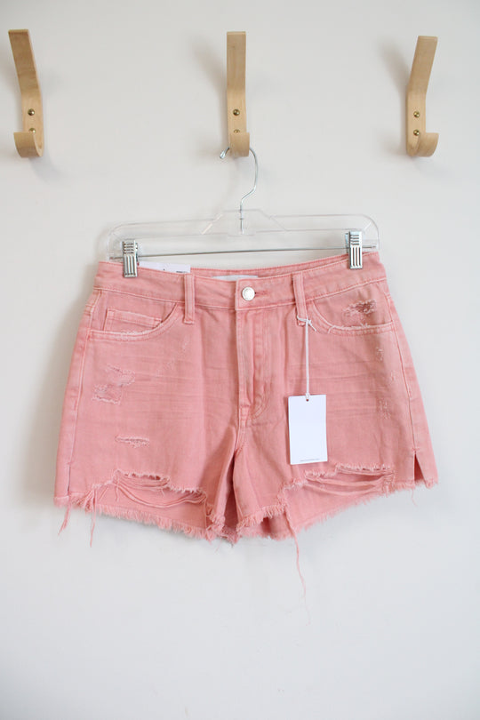 NEW Vervet High Rise Rebecca Pink Distressed Cutoff Shorts | S