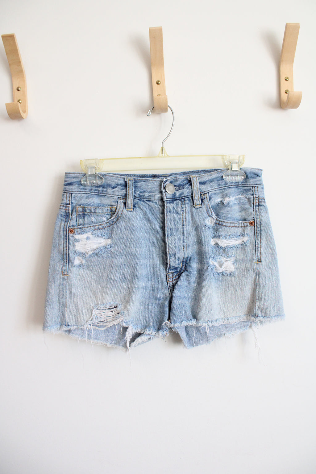 American Eagle Light Wash Distressed Shorts | 00