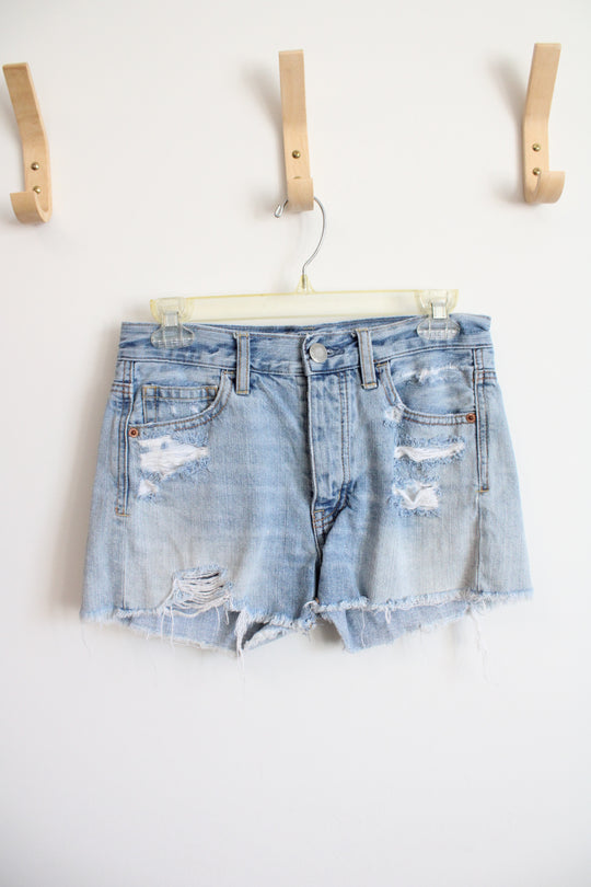 American Eagle Light Wash Distressed Shorts | 00