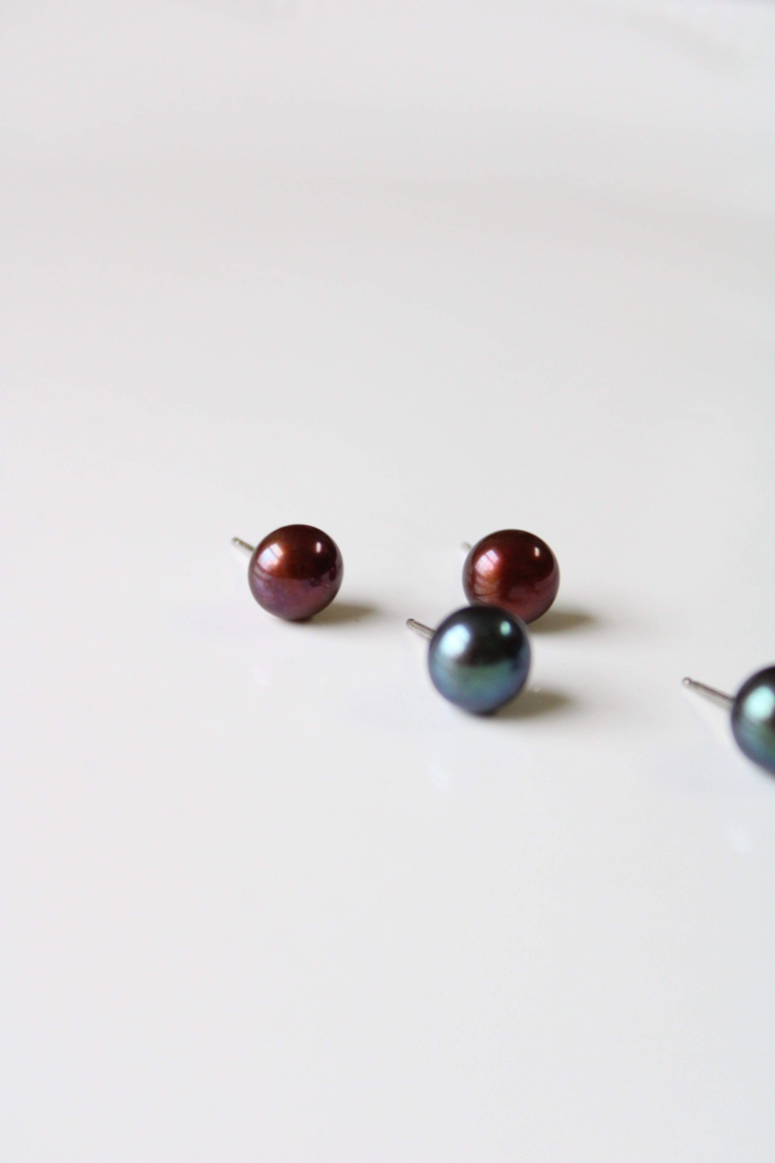 Black & Maroon Genuine Pearl Earrings | Set Of 2