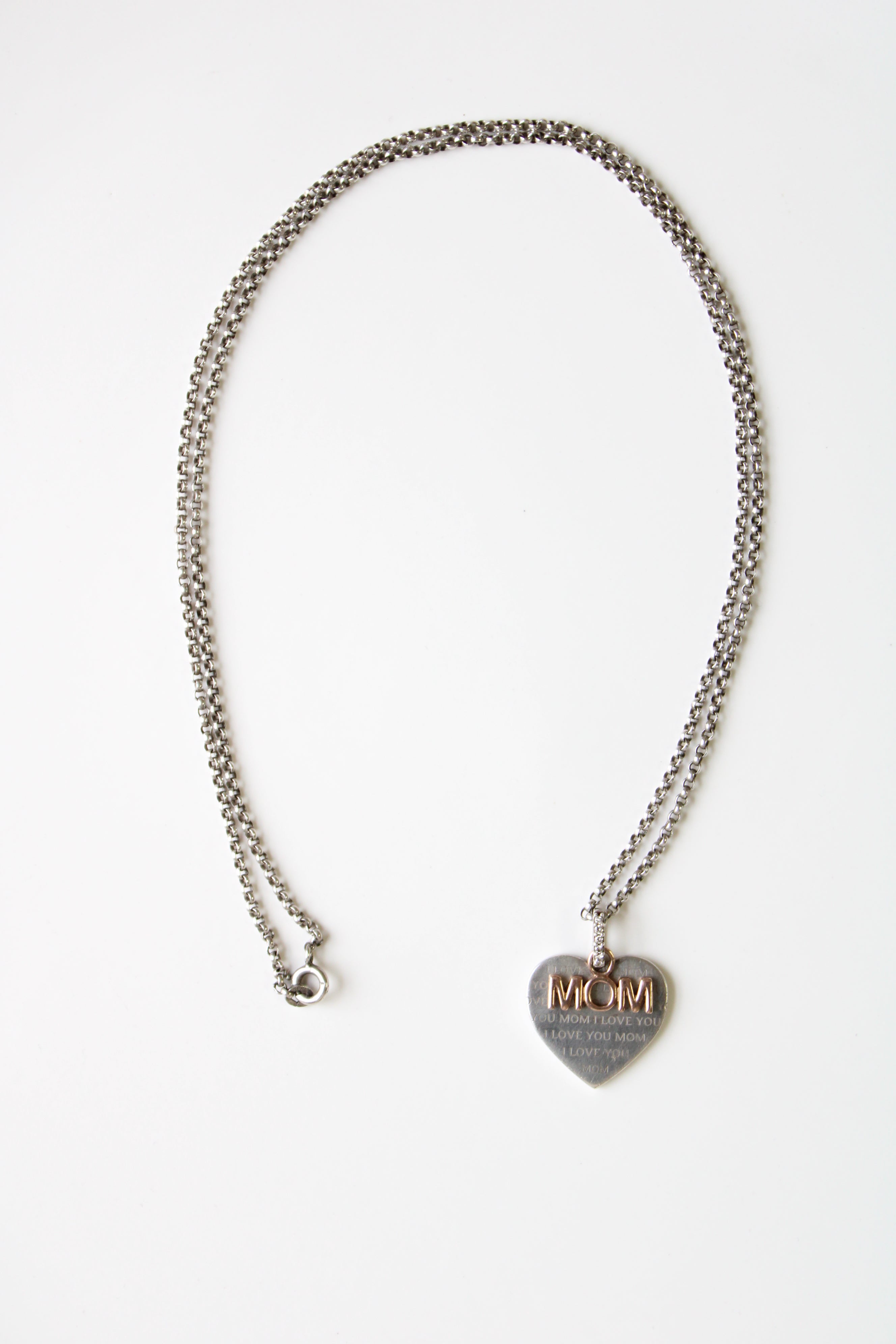 "Mom" Heart Pendant Necklace