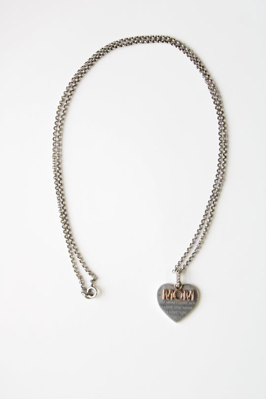 "Mom" Heart Pendant Necklace