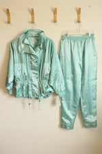 NEW Lavon Vintage Style Seafoam Green Mixed Texture Puffer Jacket and Pants Set | M