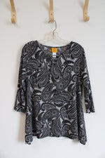 Ruby Rd. Black & Gray Paisley Top | M