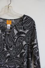 Ruby Rd. Black & Gray Paisley Top | M