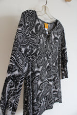 Ruby Rd. Black & Gray Paisley Top | M