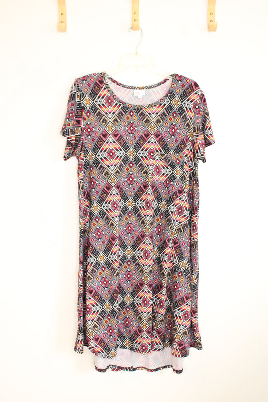 LuLaRoe Multicolor Printed Short Sleeve Dress | L