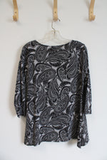 Ruby Rd. Black & Gray Paisley Top | M