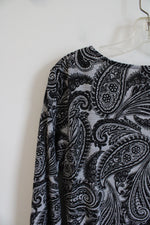 Ruby Rd. Black & Gray Paisley Top | M