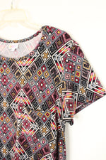 LuLaRoe Multicolor Printed Short Sleeve Dress | L