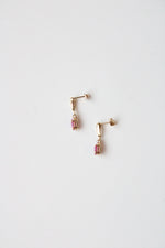14K Yellow Gold Ruby Stud Dangle Earrings