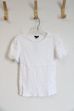 NEW Ann Taylor White Ribbed Top | XXS Petite