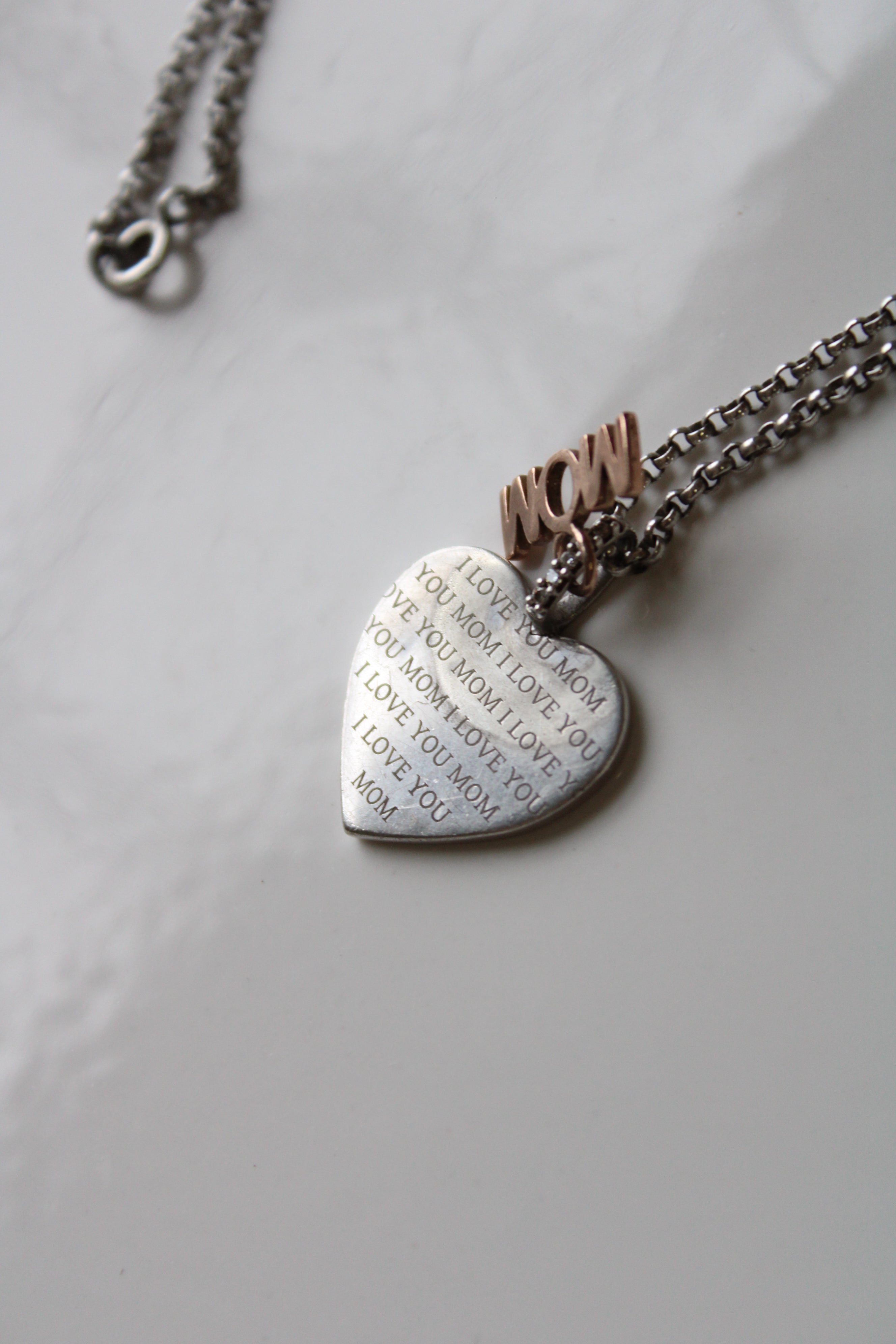 "Mom" Heart Pendant Necklace