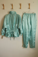 NEW Lavon Vintage Style Seafoam Green Mixed Texture Puffer Jacket and Pants Set | M