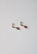14K Yellow Gold Ruby Stud Dangle Earrings