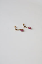 14K Yellow Gold Ruby Stud Dangle Earrings
