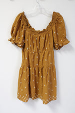 Old Navy Mustard Yellow Embroidered Tier Dress | M