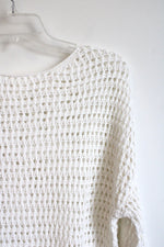 LOFT Outlet White 3/4 Sleeves Lounge Crochet Top | M