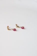 14K Yellow Gold Ruby Stud Dangle Earrings