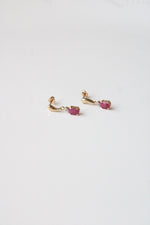 14K Yellow Gold Ruby Stud Dangle Earrings