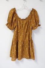 Old Navy Mustard Yellow Embroidered Tier Dress | M