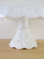 Westmoreland Milk Glass Paneled Grape 11" Cake Stand Salver With Skirt