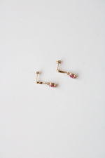 14K Yellow Gold Ruby Stud Dangle Earrings