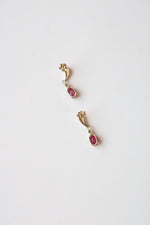 14K Yellow Gold Ruby Stud Dangle Earrings